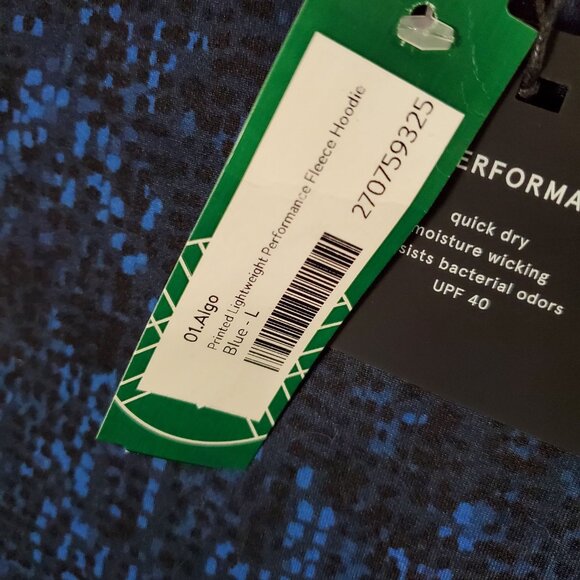 Algo Men Sweatshirt Large Blue Abstract Hoodie Fleece‎ Lightweight Pullover NWT - Picture 9 of 10